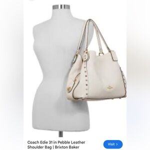 Coach Edie 31 Pebble Leather Shoulder Bag - Cream